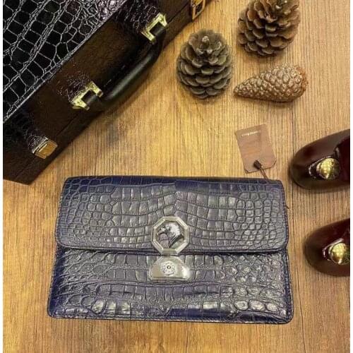 STEFONO Siamese crocodile skull skin men handbags More screens large capacity wrist package male men handbang