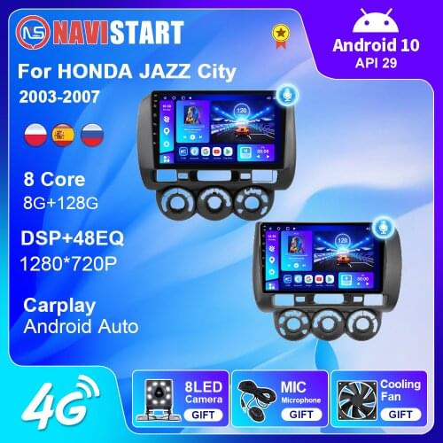 Android 10 For Honda Fit Jazz RHD 2004-2007 2 Din Vedio Player Car Radio Multimedia WIFI 4G GPS Navigation Support Camera OBD BT