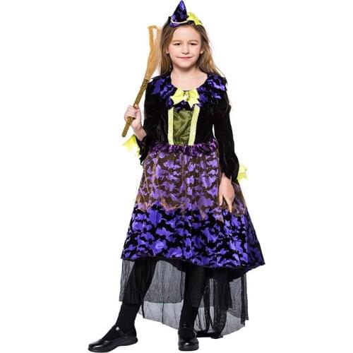 2021 New Halloween Carnival dress party play Little Witch Dress Purple little witch stage performance Costume