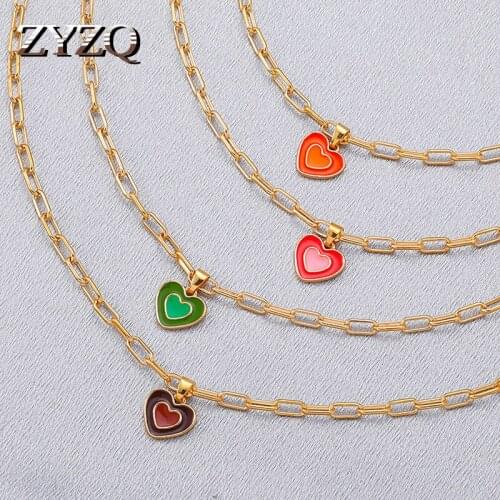 ZYZQ New Personality Creative Double Layer Peach Heart Pendant Necklace For Women Elegant Temperament Clavicle Chain Jewelry