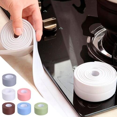 3.2m New PVC Self Adhesive Bathroom Shower Sink Bath Sealing Strip Tape WhiteWall Stickers Waterproof Wall Sticker for Kitchen