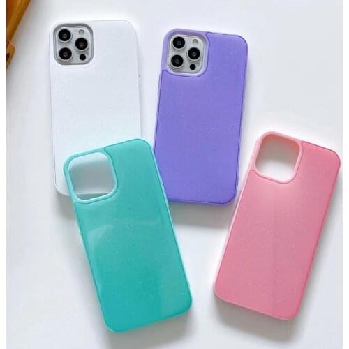 Solid Candy Glitter Phone Case for iPhone 12 11 Pro 7 8plus Xsmax Xr Cute Bling Shockproof Soft Silicone Tpu Back Cover Case