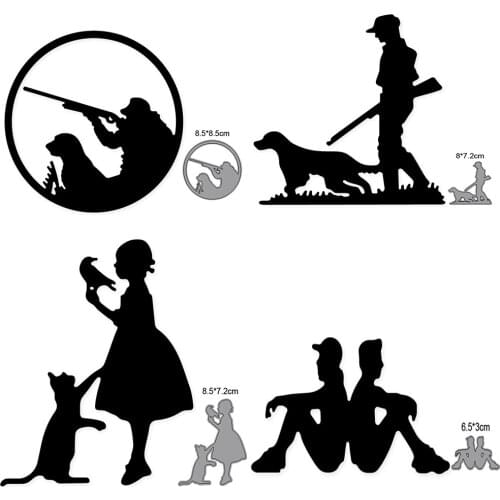 Hunter and dog Back to back metal cutting mold scrapbook embossed paper card photo album craft paper cutting 2021 new