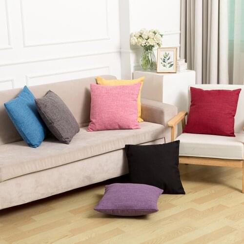 Slubby Linen Solid Color Pillow Household Goods Sofa Cushion Car Cushion Cover Bedside Cushion No Core