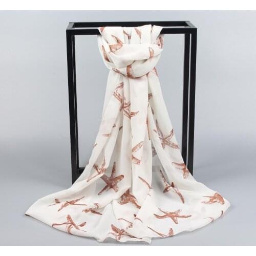 Starfish Star Prints Beach Scarf Shawl Fashion Scarves Shawls for Women Ladies Girls in Summer Spring 100pcs/lot