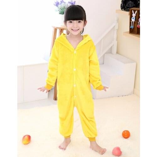 Hot Children Yellow Pajamas costume halloween costume,2020 winter Kids Flannel Animal Pajamas Onesie Girls Boys Warm Soft Sleep