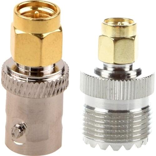 Gold Tone SMA Male To Silver Tone BNC Female Connector Adapter & UHF SO-239 F To SMA M Female/Male Straight Coaxial Coupling Ada