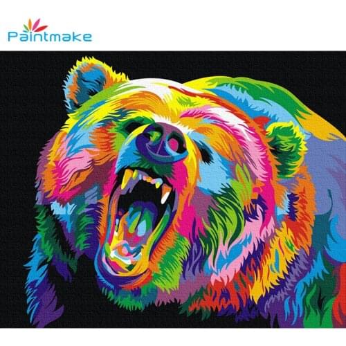 Paintmake DIY Paint By Numbers Digital Oil Painting on canvas Home Decoration Painting Wall Art Bear Picture For Kids