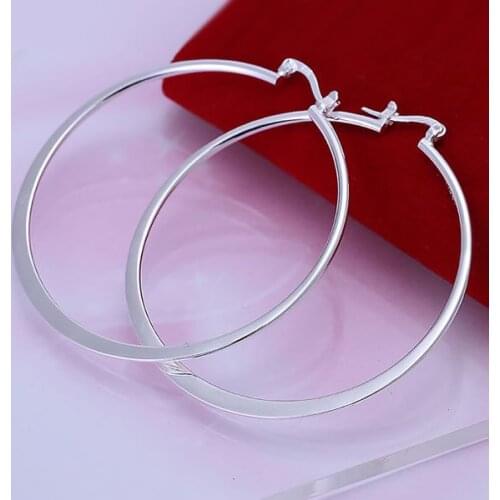 Hot Sale!!Free Shipping 925 Silver Earring,Fashion Sterling Silver Jewelry Flat Circle Earrings SMTE043