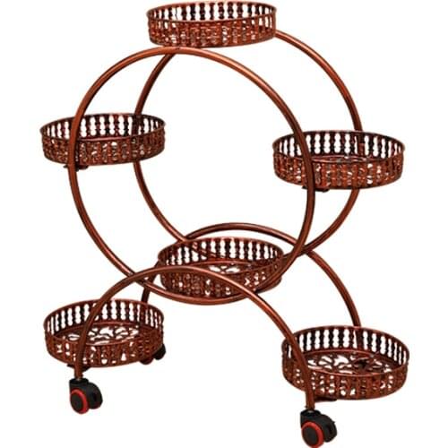 Six layer pulleys European assembly corner living room mobile shelving Iron flower pot shelf Contracted balcony rural bonsai wea