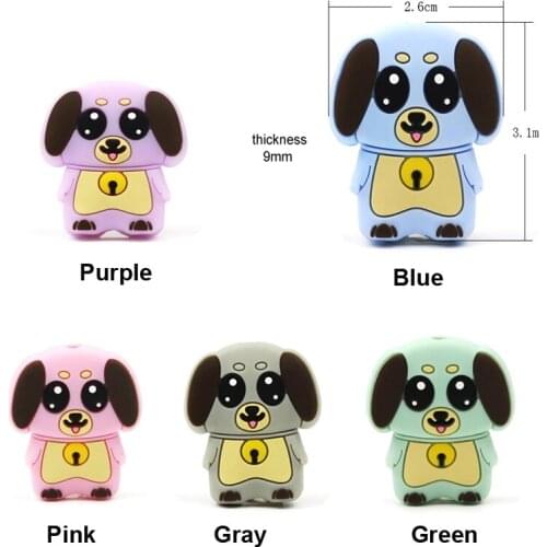 Silicone Dog Chewable Beads Cute Puppy Baby DIY Pacifier Chain Necklace Baby Teether Jwelry Teether Infant Carton Chewable Toy