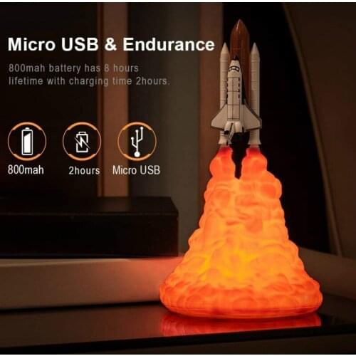 Modern and Simple 3D Printing Rocket Light Saturn Gift Electronic Creative Product Decoration Led Night Light