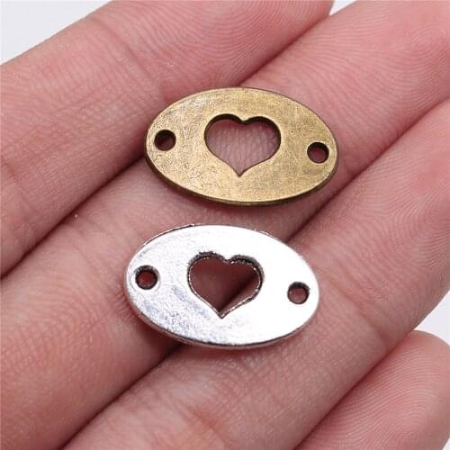 Tristana 20pcs 13x20mm Heart Connector Charms Heart Connector Charms For Jewelry Making Connector Heart Charms