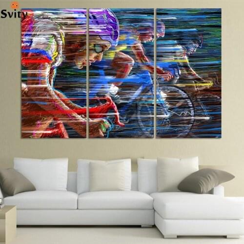 Bicycle Sport Race Multicolor Abstract Characters Canvas Oil Painting Modern Wall Stickers Picture Art Wall Decoration A038