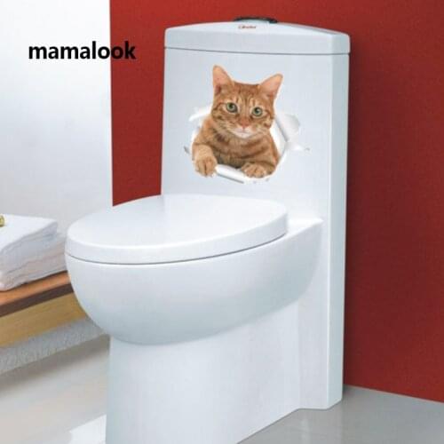 Vinyl Cat 3D Toilet Wall Sticker Hole View Bathroom Living Room Home Decor Decals Poster Background waterproof Animal Stickers