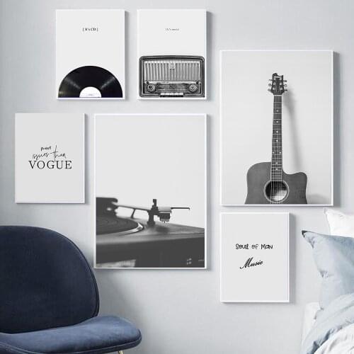 Vinyl Records Piano Guitar Music Nordic Vintage Posters And Prints Wall Art Canvas Painting Wall Picture For Living Room Decor