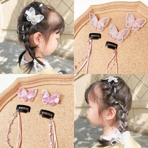 Retro Tassel Hairpin Set for Baby Girls Butterfly Streamer Hair Clips Girls Super Fairy Baby hair Accessories wsuwki do wlosow