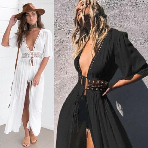 Spring and Summer Womens Lace Stitching Long Shawl Cardigan Bikini Coat