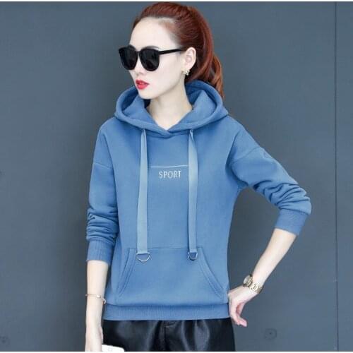 2020 Korean Fleece Warm Women Hoodies New Loose Long Sleeve Female Casual Letter Hooded Tops Fashion Ladies Plus Size Pullover