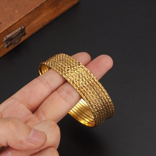 24kGold Bangle for Women Gold Dubai Bride Wedding Ethiopian Bracelet Africa Bangle Arab Jewelry Gold Charm Bracelet
