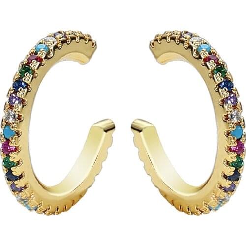 2Pcs/Set Gold Silver Color Premium Design Zircon Ear Clips Non-pierced Earrings For woman Jewelry 2021 New arrival