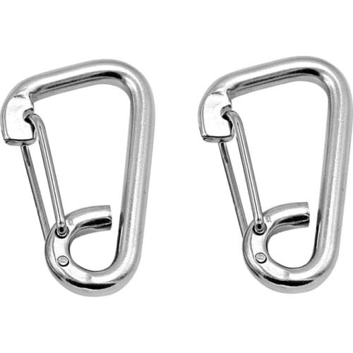 2 Pcs 6cm Stainless Steel Spring Snap Hook Carabiner Rock Climbing Hardware