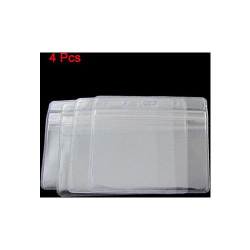 4 Pcs Clear Working Horizontal ID Badge Card Holders