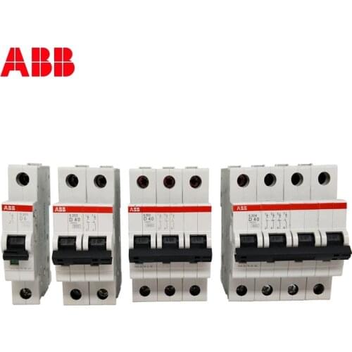 ABB Miniature Circuit Breaker S200 1P 1P+N 2P 3P 4P TYPE D 1A 2A 3A 4A 6A 10A 16A 20A 25A 32A 40A 50A 63A