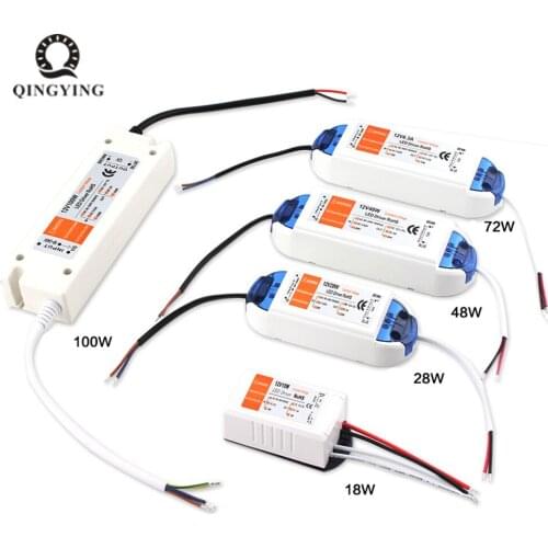 2pcs LED Transformer Driver Power Supply Adapter LED 12V 18W 28W 48W 72W 100W LED Driver Lighting Power Supply AC DC 220V TO 12V