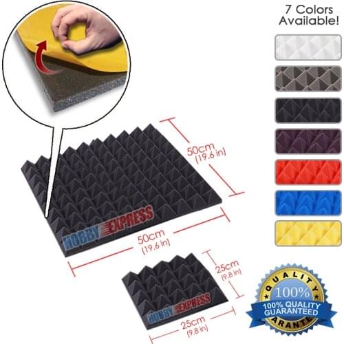 Arrowzoom Pyramid Tile Acoustic Studio Panel Soundproof Foam with Adhesive 19.6*19.6*1.9" / 9.8*9.8*1.9" KK1053