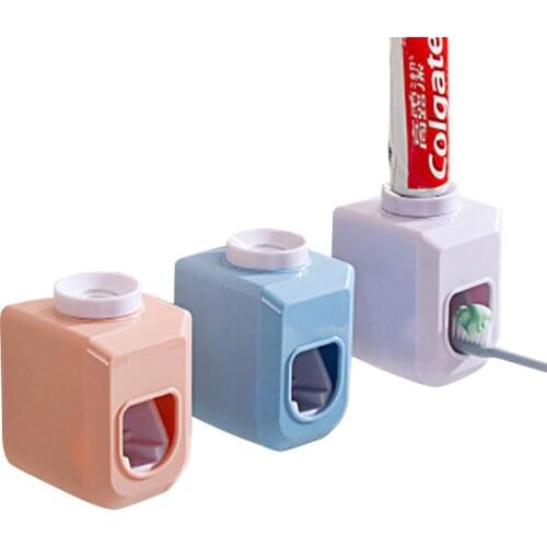 Automatic Toothpaste Holder Bathroom Toothpaste Dispenser Wall Mounted Bath Storage with 3M Sticker