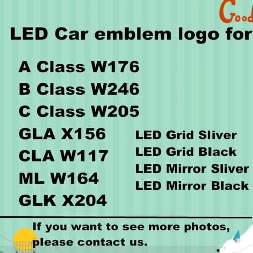 Car LED Logo Emblem A Class W176 B Class W246 C Class(2014-2018) W205 GLA CLA ML GL GLK W156 W117 W164 X166 X204 LED illuminated
