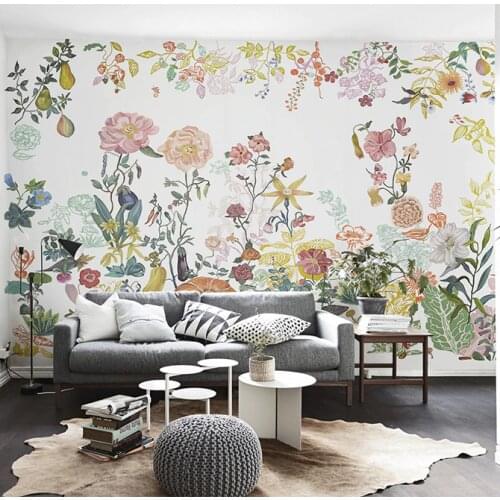 Bacaz 3D Wall Murals Wallpaper Oil Painting Countryside Flower Mural Art Living Room Wallpaper Hand-painted sticker mural Decor