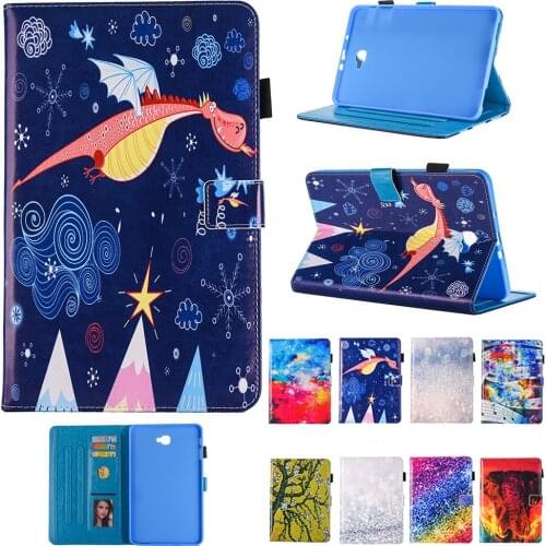 PU Leather Case For Samsung Galaxy Tab A a6 10.1 2016 T580 SM-T585 T580N Cover Funda Tablet Fashion Elephant Dragon Print Shell