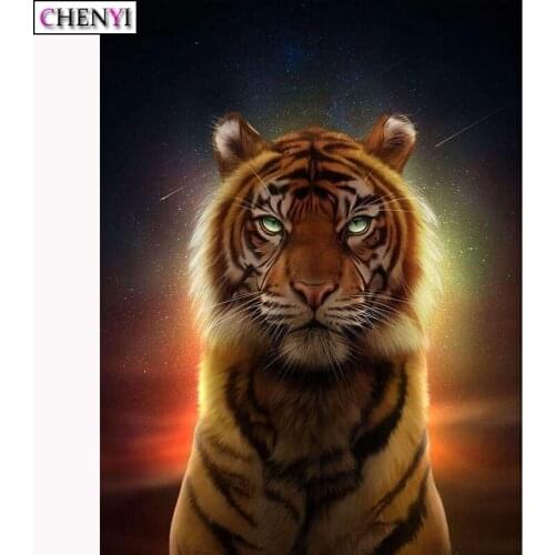 CHENYI New 5D Diamond Painting Tiger Animal Cross Stitch Needlework Crystal Rhinestone Mosaic Diamond Embroidery Home Decoration