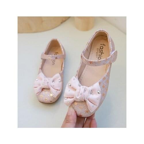 Kids Shoes Princess Girls School Shoes Silvers Pink Black Children Leather Party Dress Flat Girls Shoes Baby Casual Shoes