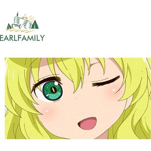 EARLFAMILY 13cm x 7.3cm Funny Waifu Winking Vinyl Sticker Cartoon Anime Car Styling Car Window Bumper Decal DIY Car Stickers