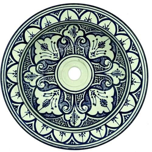 Ethnic lavatory bathroom sink ceramic furnishing Morocco hand painted 2303211148