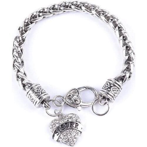 Euro-American Hot Fashion Simple Letter Bracelet With Full Jewelry Loving Heart Pendant MIMI Family Member Bracelets For Women