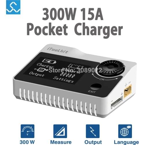 IToolkit 300W 15A 1-8S Support Measure PPM SBUS Lipo Battery Balance Charger Portable Multi-function Pocket Charger VS iSDT Q6