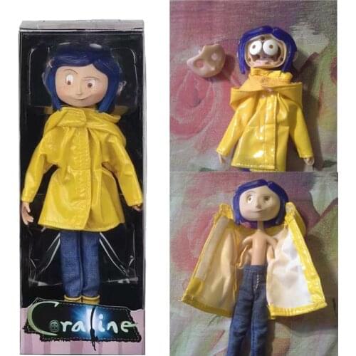 Coraline Doll NECA Figure Yellow Raincoat The Secret Door Coraline y la Puerta Secreta Toy Christmas Gift