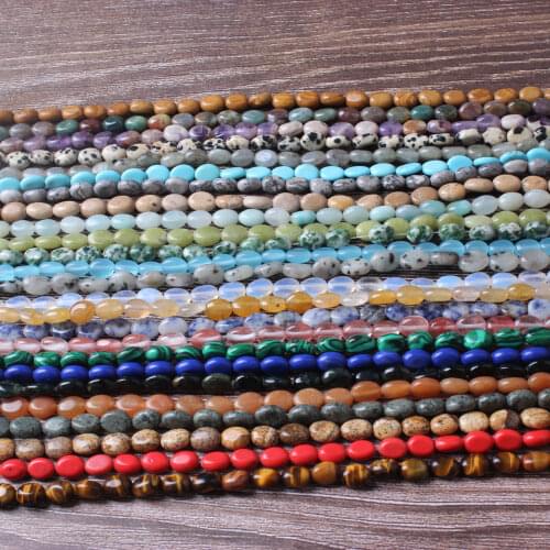 Lanli fashion jewelry ellipse 6x8mm color natural gem interval DIY womens bracelet necklace earrings and accessories