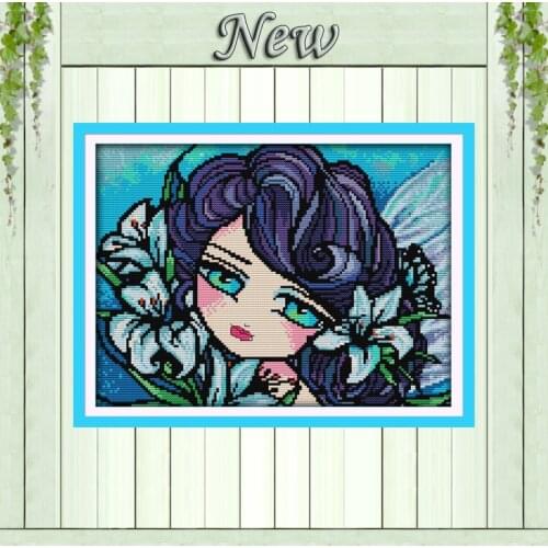 Lily fairy beauty girl decor paintings counted print on canvas DMC 11CT 14CT Chinese Cross Stitch kits needlework Sets embroider