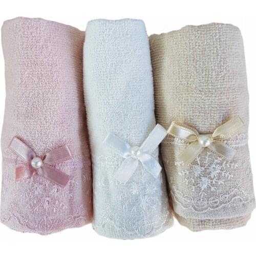 Madem Kitchen 30*50 Cm Towels Set 3Pcs/Packs %100 Velvet Thick Soft Super Absorbent Turkish Face Hand Bathroom Pink Cute Gift