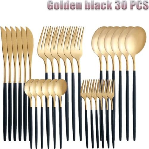 Tableware Knife Fork Spoons Set KWashing Kitchen Utensils Lunch Dishes Cutlery Complete Dinner Dinnerware Stainless Steel Mirror