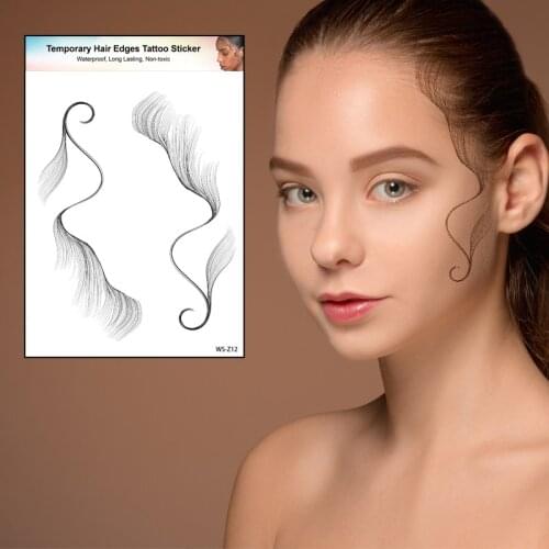 18 Styles Hair Edges Tattoo Sticker Baby Hair Pony Tail Styles Temporary Sticker Template Sleek Edges Bangs Tattoo Sticker