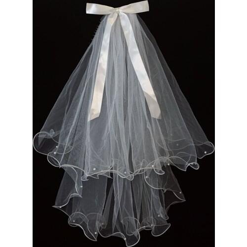 New Simple Bow Knot Wedding Veil Accessories For Women Short White Bridal Veil Hair Accessory With Comb Free Shipping