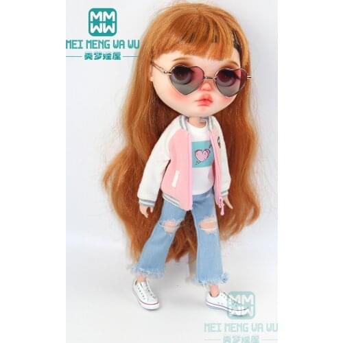 1pcs Blyth doll Clothes fashion Pink sweatshirt, jeans for Blyth Azone OB23 OB24 1/6 doll Christmas gift