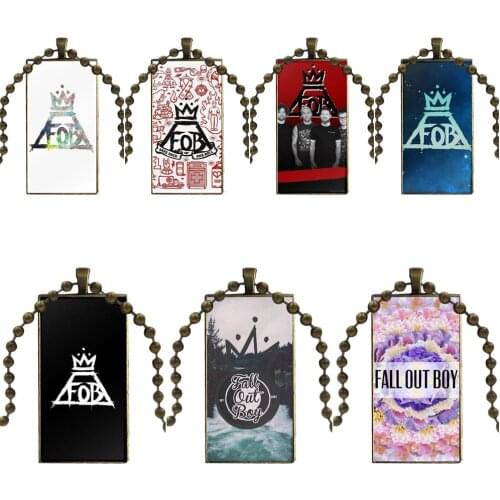 Fall Out Boy Fob Necklace Fashion Long Chain With Rectangle Necklace Jewelry For Wedding