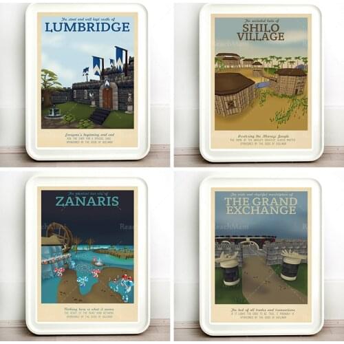 Retro travel poster-Runescape-Ensemble de Modern Retro Wizard Geek Gamer game layout printing poster
